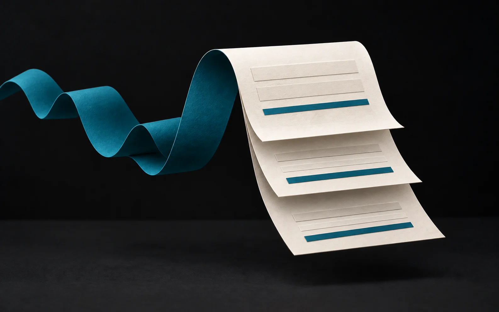 Editorial illustration of an interview record becoming a three-part report
