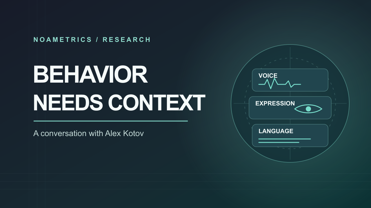 Illustration of voice, expression, and language signals viewed through a human review frame